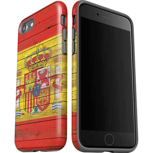 Spain Flag Dark Wood iPhone SE (2nd & 3rd Gen) Pro Case