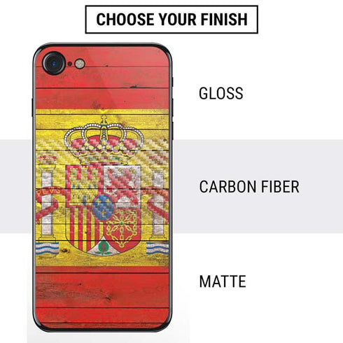 Spain Flag Dark Wood iPhone SE (2nd & 3rd Gen) Skin