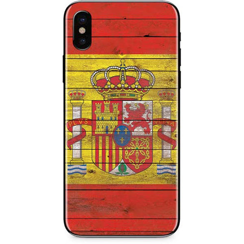 Spain Flag Dark Wood iPhone X Skin