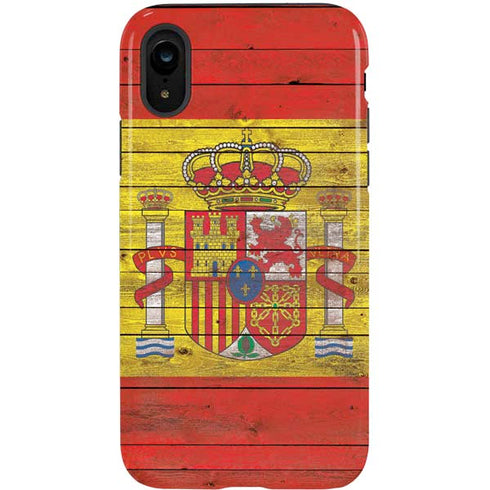 Spain Flag Dark Wood iPhone XR Pro Case