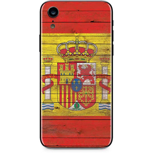 Spain Flag Dark Wood iPhone XR Skin