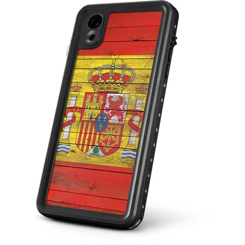 Spain Flag Dark Wood iPhone XR Waterproof Case