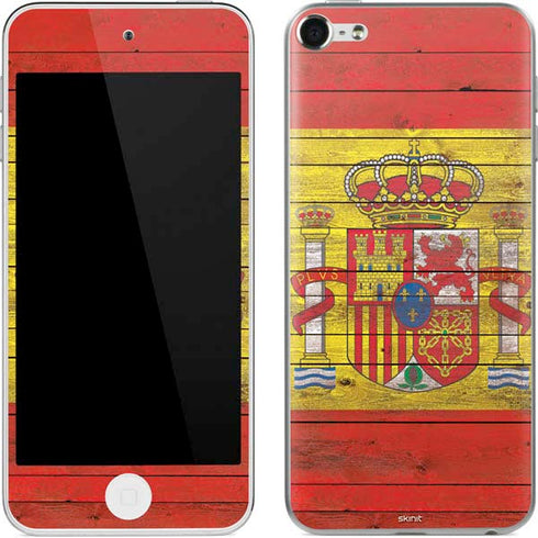 Spain Flag Dark Wood Apple iPod Skin