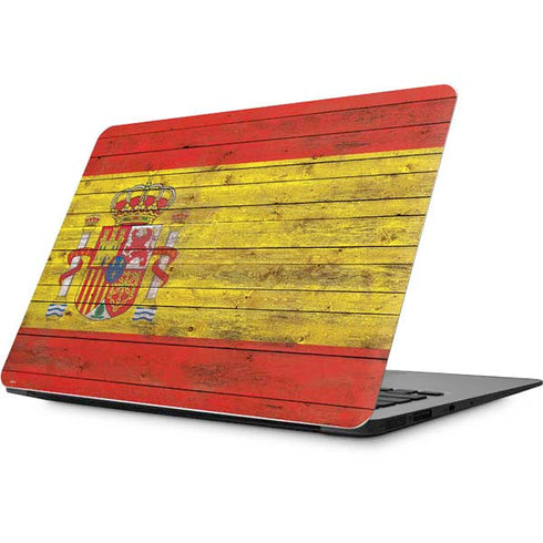 Spain Flag Dark Wood Apple MacBook Skin