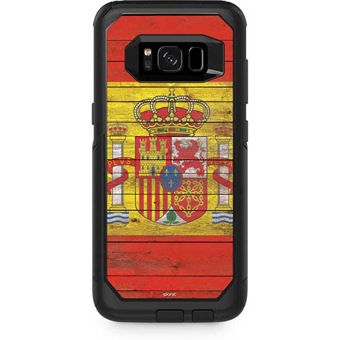Spain Flag Dark Wood Otterbox Commuter Galaxy Skin