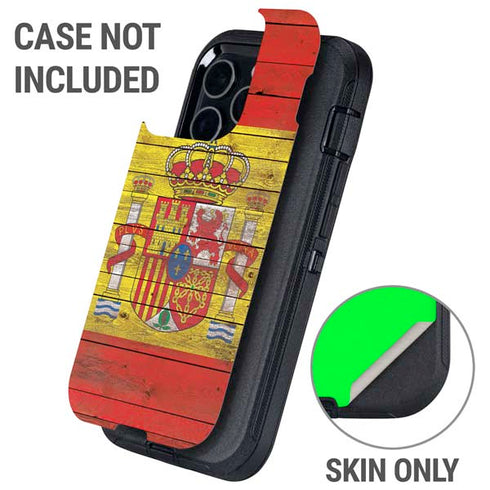 Spain Flag Dark Wood Otterbox Defender iPhone Skin