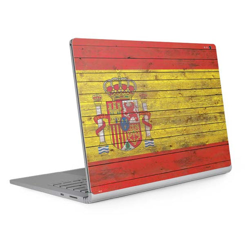 Spain Flag Dark Wood Surface Book 2 13.5in Skin