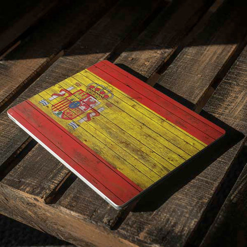 Spain Flag Dark Wood Surface Laptop 2 Skin
