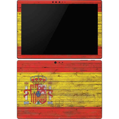 Spain Flag Dark Wood Surface Pro 6 Skin