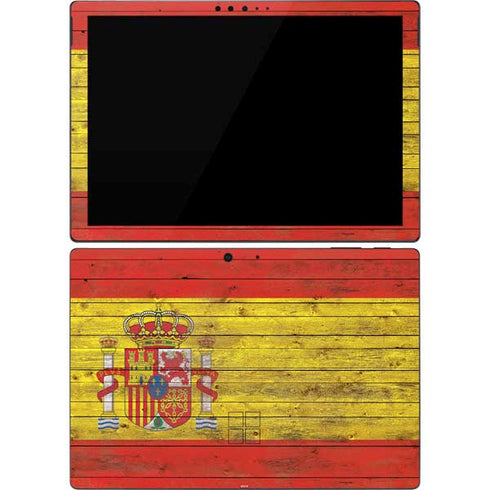 Spain Flag Dark Wood Surface Pro 7 Skin