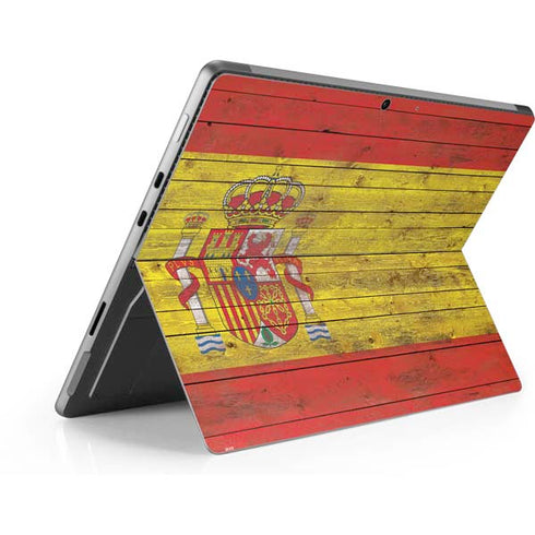 Spain Flag Dark Wood Surface Pro 8 Skin