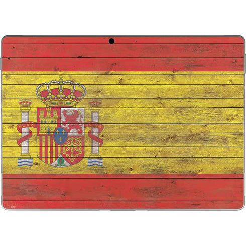 Spain Flag Dark Wood Surface Pro 9 Skin