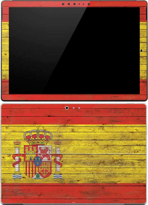 Spain Flag Dark Wood Surface Pro (2017) Skin