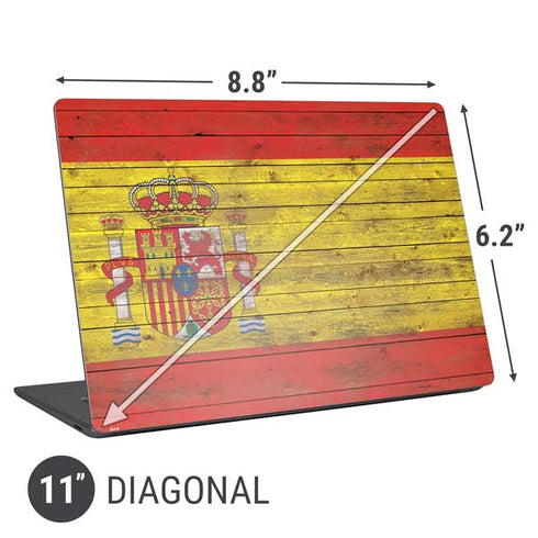 Spain Flag Dark Wood Universal Laptop 11in (8.8 x 6.2in) Skin