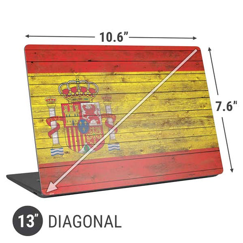 Spain Flag Dark Wood Universal Laptop 13in (10.6 x 7.6in) Skin