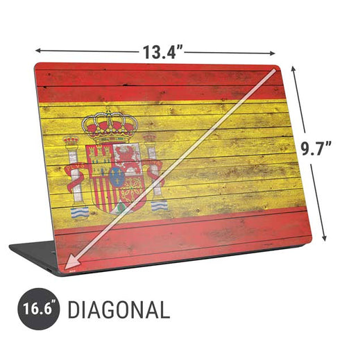 Spain Flag Dark Wood Universal Laptop 16.6in (13.4 x 9.7in) Skin