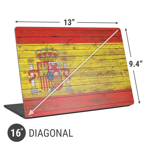 Spain Flag Dark Wood Universal Laptop 16in (13 x 9.4in) Skin