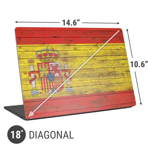 Spain Flag Dark Wood Universal Laptop 18in (14.6 x 10.6in) Skin