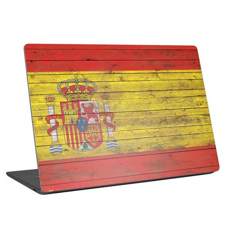 Spain Flag Dark Wood Universal Laptop 18in (14.6 x 10.6in) Skin