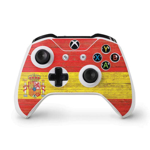 Spain Flag Dark Wood Xbox One S Controller Skin
