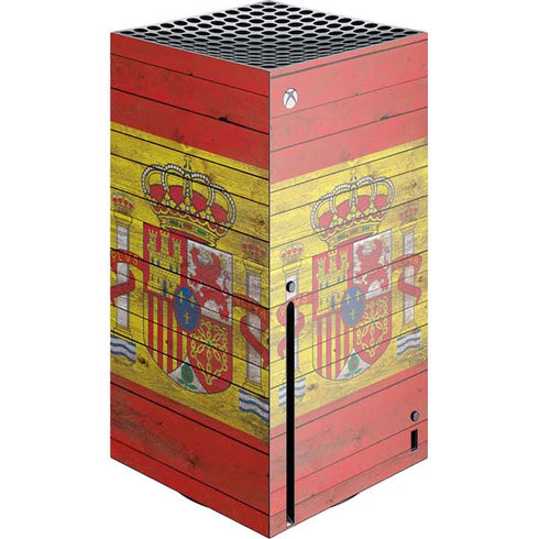Spain Flag Dark Wood Xbox Series X Console Skin