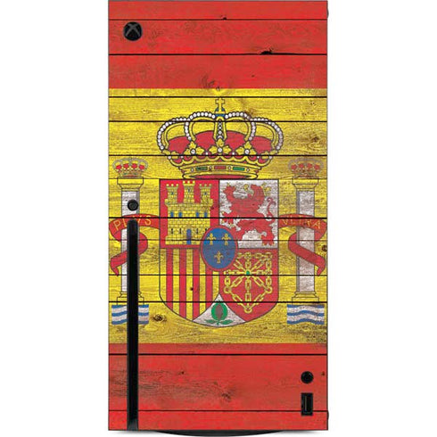 Spain Flag Dark Wood Xbox Series X Console Skin