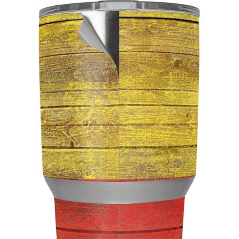 Spain Flag Dark Wood Yeti 30oz Rambler Tumbler Skin