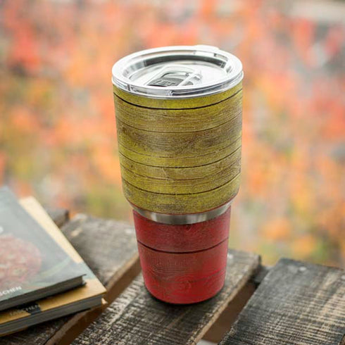 Spain Flag Dark Wood Yeti 30oz Rambler Tumbler Skin