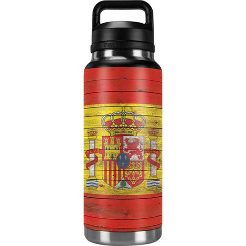 Spain Flag Dark Wood YETI Rambler 36oz Bottle Skin