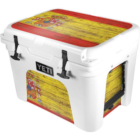 Spain Flag Dark Wood YETI Tundra 35 Hard Cooler Skin