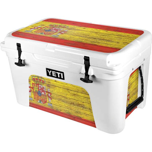 Spain Flag Dark Wood YETI Tundra 45 Hard Cooler Skin