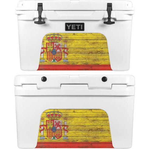 Spain Flag Dark Wood YETI Tundra 45 Hard Cooler Skin