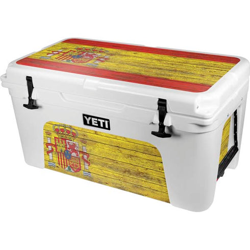 Spain Flag Dark Wood YETI Tundra 65 Hard Cooler Skin