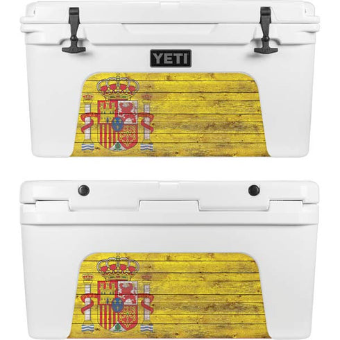 Spain Flag Dark Wood YETI Tundra 65 Hard Cooler Skin