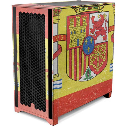 Spain Flag Distressed Corsair 4000D Tempered Glass Mid-Tower ATX Case Skin