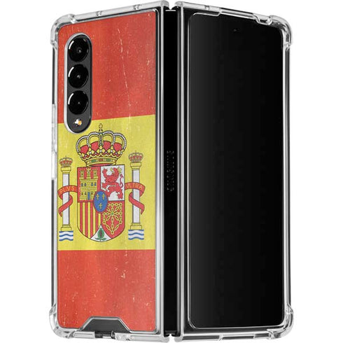 Spain Flag Distressed Galaxy Z Fold4 5G Clear Case
