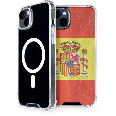 Spain Flag Distressed iPhone 15 Plus MagSafe Case