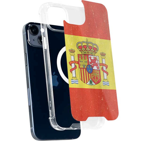 Spain Flag Distressed iPhone 15 Plus MagSafe Case