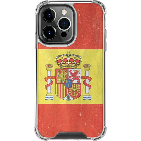 Spain Flag Distressed iPhone 14 Pro Clear Case