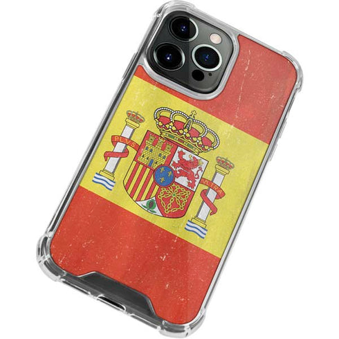Spain Flag Distressed iPhone 14 Pro Max Clear Case