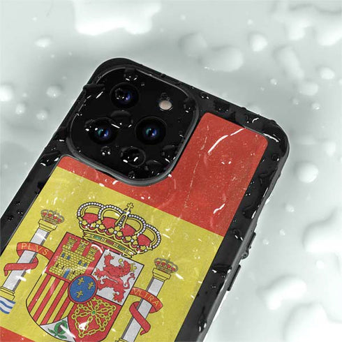 Spain Flag Distressed iPhone 14 Pro Max Waterproof Case