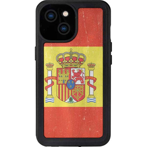 Spain Flag Distressed iPhone 15 Waterproof Case
