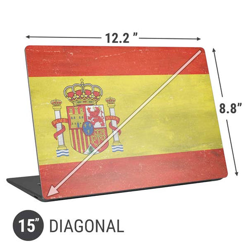 Spain Flag Distressed Universal Laptop 15in (12.2 x 8.8in) Skin