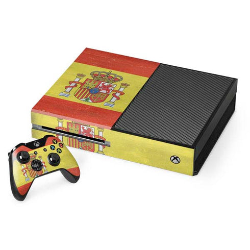 Spain Flag Distressed Xbox One Console and Controller Bundle Skin