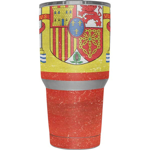 Spain Flag Distressed Yeti 30oz Rambler Tumbler Skin