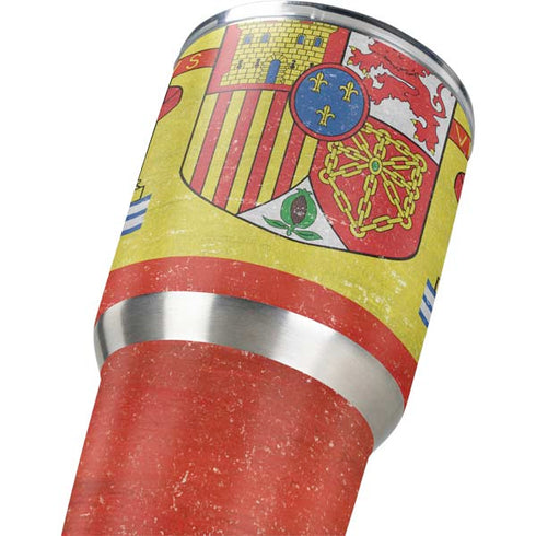 Spain Flag Distressed Yeti 30oz Rambler Tumbler Skin