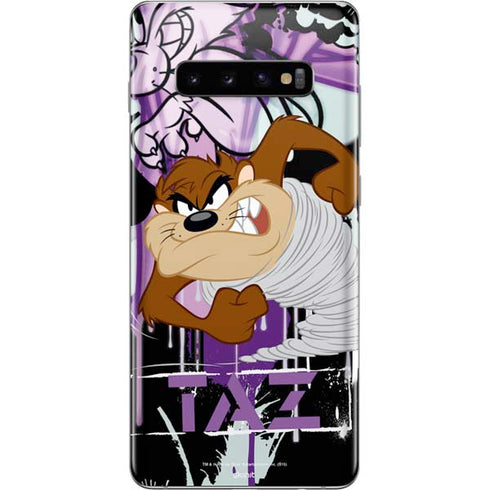 Looney Tunes Splatter Paint Tasmanian Devil Galaxy S10 Plus Skin