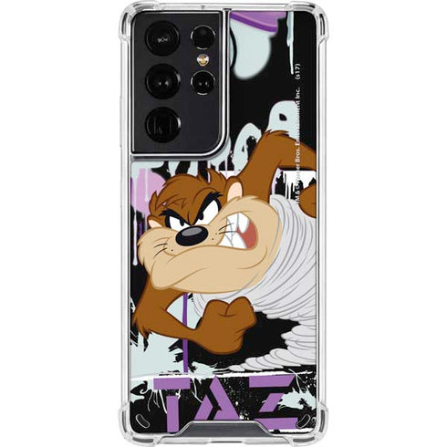 Looney Tunes Splatter Paint Tasmanian Devil Galaxy S21 Ultra 5G Clear Case