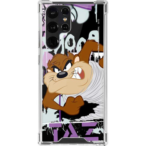 Looney Tunes Splatter Paint Tasmanian Devil Galaxy S22 Ultra Clear Case