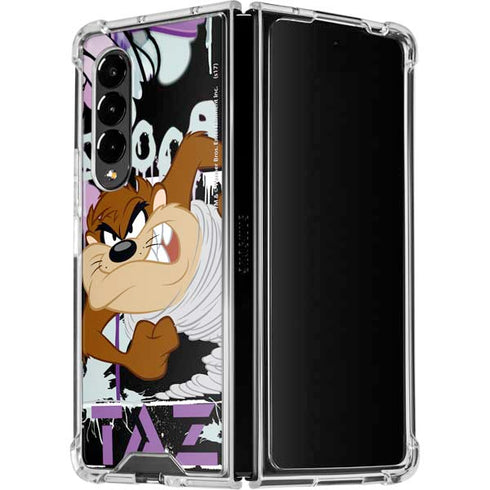 Looney Tunes Splatter Paint Tasmanian Devil Galaxy Z Fold4 5G Clear Case